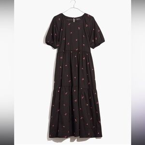 Madewell short sleeve cattail tiered dress in amie floral XS